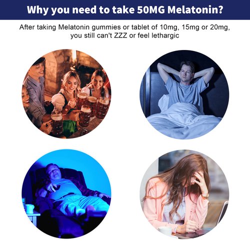 Melatonin 50 mg for Adults - Fast Dissolve & Chewable Sublingual Sleep Supplement - Extra Strength Melatonin with Vitamin D3 & MSM, Selenium for Health Rest Cycle, Deep Zzzs, Sugar-Free, 120 Servings