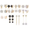 Aganippe Gold Non-Piercing Earrings Set, 12 Pairs, Dangle & Pearl, Hypoallergenic, Gift Box