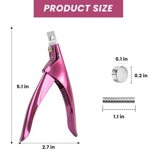 Acrylic Nail Clippers with Sizer Magnets, Inartato Fake Nail Cutters for Nail Tips with Length Measurement Professional Manicure Tools Acrylic Nail Art Supplies (Rose)