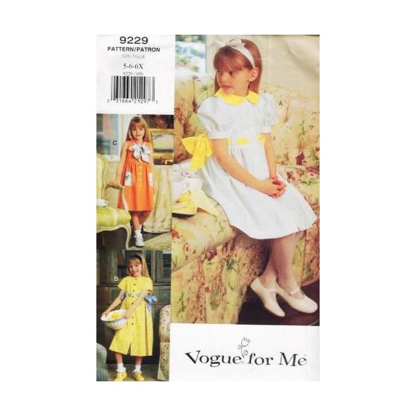 VOGUE Sewing Pattern 9229 ~ 3 LITTLE GIRL DRESSES ~ SIZE 5, 6, 6x ~ VOGUE FOR ME SEWING PATTERN