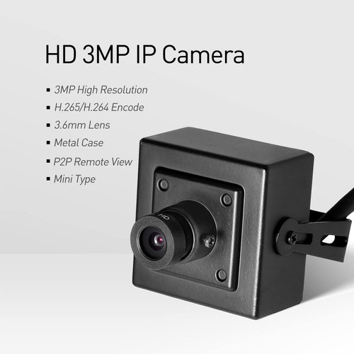 REVOTECH Mini Fisheye Security IP Camera, HD 3MP Indoor Camera 1.44mm Lens 180 Degree Wide Angle P2P Remote View CCTV Video Cam H.265 (I706-4 Black)