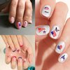 8 Sheets 4th of July Nail Art Stickers Decals Red White Blue Designs USA Independence Day Patriotic Nail Stickers 3D Self-Adhesive American Flag Flame Heart Star Nail Decals Supplies for Women