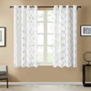 Top Finel Short Sheer Curtains 45 Inch Length for Bathroom,Privacy White and Gray Embroidered Diamond Grommet Window Treatments Curtains for Living Room Bedroom, 2 Panels Set
