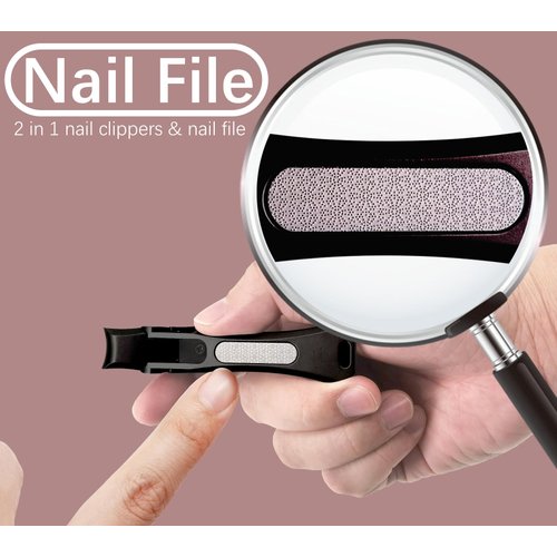 MOOSEC Luxury Stainless Steel Nail Clippers with Catcher - Perfect for Thick Nails (BLACK)