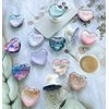 Ksadiye Expandiing Moblile Cell Phone Grip Heart Shape Glass Holder for Smartphones, Cellphone Collapsible Stand（ Pink Gold