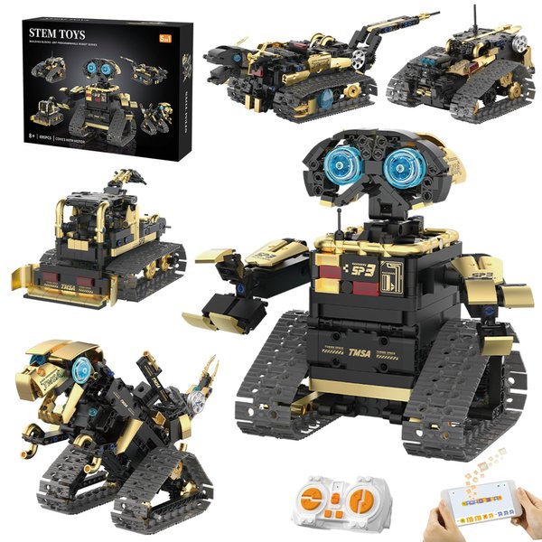 XiaoRuiPin STEM 5in1Black Remote Control technic Building Kit,Remote & App Control, 695 Pcs Educational Building Set,RC Robot Set for Boys & Girls Ages 8 and Older,Christmas & Birthday Gifts