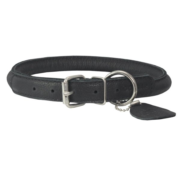 Genuine Leather Rolled Dog Collar 15"-18" Neck Size, Chow Chow, Collie, Labrador