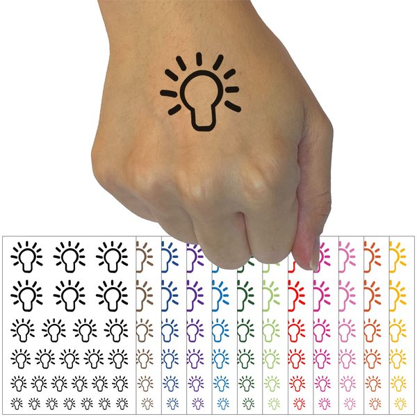 Light Bulb Idea Doodle Temporary Tattoo Water Resistant Fake Body Art Set Collection - Light Green (One Sheet)
