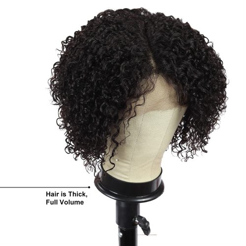 Blissource Short Kinky Curly Wigs Human Hair Wigs for Black Women 10inch Short Curly L Part Lace Front Wigs 150% Density Unprocessed Brazilian Glueless Wigs Side Part Wig African American Women Wig