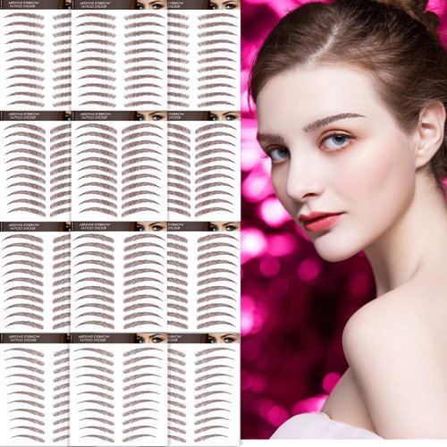 Aresvns 4D Eyebrow Tattoo Stickers 132 Pairs ! Reddish Brown (Chocolate Color) Imitation Fake Eyebrows,Realistic Tattoo Eyebrows,Eyebrow Transfers Stickers Christmas Gift