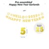 Hello 2025 Happy New Year Decorations Banner – Pre-Assembled Glitter Gold Party Garland for New Year’s Eve Celebration, Hanging Festive Decor for Indoor and Outdoor Party Supplies