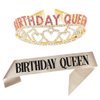 Birthday Queen Tiara and Sash Happy Birthday Party Supplies Crystal Tiara Crown for 18th 20th 21st 30th 40th 50th 55th 60th 65th 70th 80th 90th 100th Birhtday Decorations