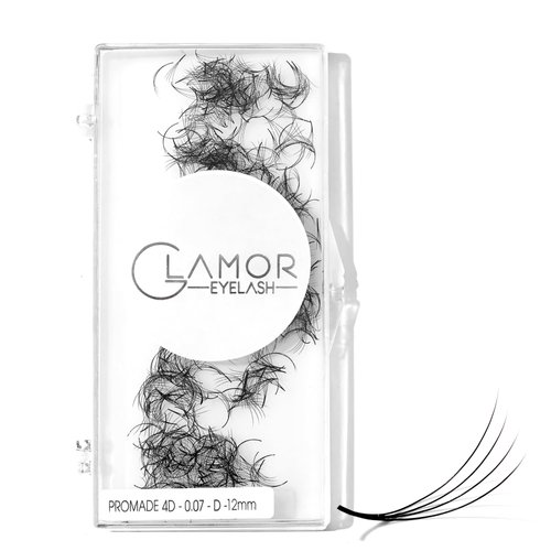 GLAMOREYELASH 500 Promade Volume Fans Loose Eyelash Extension, Handmade Individual Lashes Loose Fan 3D-16D, 0.03/0.05/0.07mm Thickness, C CC D Curl for Mink Lashes, 8-16mm Length (4D-0.07-CC, 15mm)