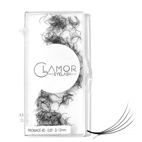 GLAMOREYELASH 500 Promade Volume Fans Loose Eyelash Extension, Handmade Individual Lashes Loose Fan 3D-16D, 0.03/0.05/0.07mm Thickness, C CC D Curl for Mink Lashes, 8-16mm Length (4D-0.07-CC, 15mm)