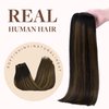 GOO GOO Clip in Hair Extensions Real Human Hair, 18inch 130g 7Pcs, 1B/6/1B Balayage Natural Black to Chestnut Brown, Remy Human Hair Extensions Clip ins for Women, Natural Human Hair