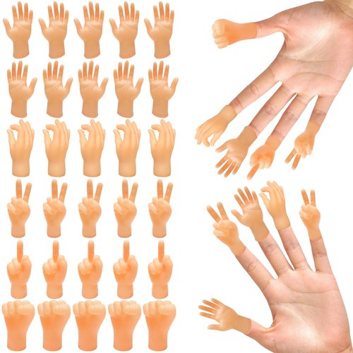 30 PCS Finger Hands,Mini Finger Hands,Premium Rubber Tiny Finger Hands Realistic Design Hand Toy for Easter Day Party Favors Prank Hand Gag Performance (6 Style)