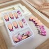 Halloween Press on Nails Coffin Medium Matte Fake Nails Purple Gradient False Nails With Spider Cross Spider Web Design Full Cover Stick on Nails Acrylic Artificial Nails Glue on Nails for Women 24Pcs