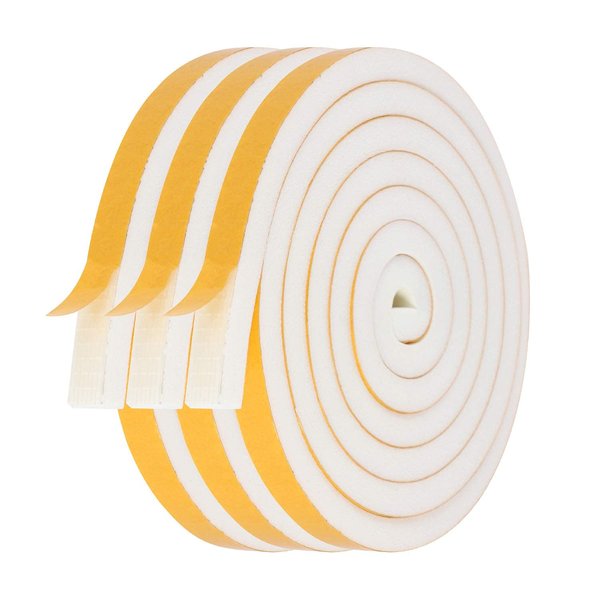 Futuwi Weather Stripping Door Seal-3 Rolls, 1/4 Inch Wide X 1/4 Inch Thick Total 20 Feet Long, Foam Seal Tape for Window Insulation(6.5ft x 3 Rolls)