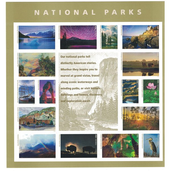 National Parks USPS Forever Stamps Sheet of 16 Postage Stamps 2016
