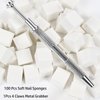 100 Pcs Soft Nail Sponges with 4 Claws Metal Grabber, Wsimily White Mini Nail Sponges for Ombre Metal Grabber Pen Nail Brush Nail Supplies Manicure Nail Art Tools Nail Accessories