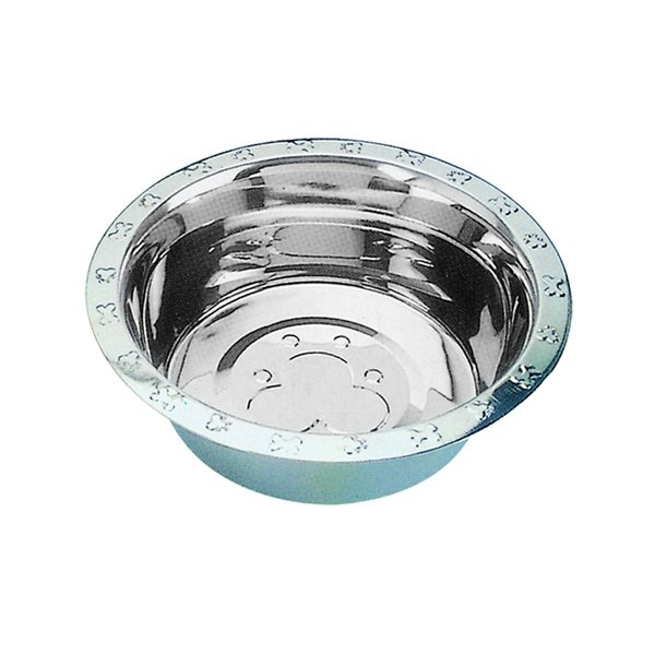 QT Dog - Embossed Rim Standard Stainless Steel Food Bowl - 3 Qt