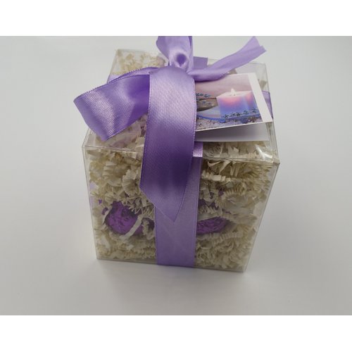 Spa Pure LAVENDER Bath Bombs: GIFT SET with 6 bath bombs in clear gift cube