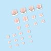 Press on Toenails Rhinestone Fake Toenails French Tip Full Cover Acrylic Toenails Glue on Toenails with Glitter Designs White Nail Tips Glossy Pink False Toenails Toe Nails for Women Girls