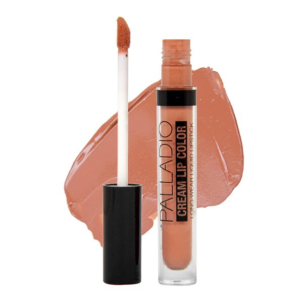 Palladio Long-Wear Cream Lip Color Liquid Lipstick, transfer proof high intensity color pigment, smooth lightweight formula, cream color matte finish, all day wear (Nakie)
