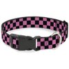 Dog Collar Plastic Clip Checker Black Pink 9 to 15 Inches 1.0 Inch Wide