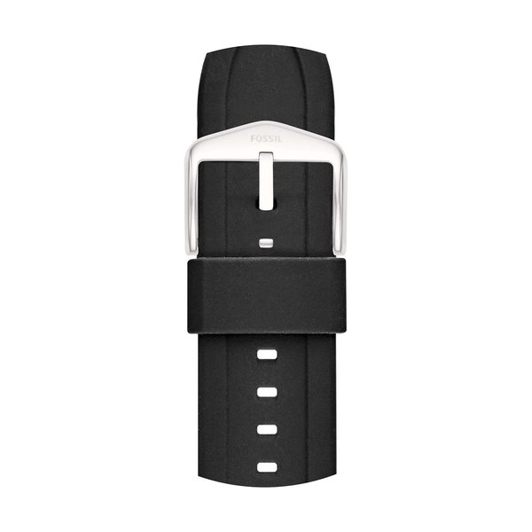 Fossil All-Gender 22mm Silicone Interchangeable Watch Band Strap, Color: Black (Model: S221304)