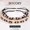 Bouory Boho Elastic Headbands Seashell Braided Hairbands Non Slip Head Bands Stretchy Headpiece for Women 2PCS