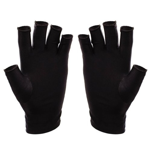 SUNUV LED Gloves for Gel Nails, UPF 50+ Anti UV Gloves for Gel Nail Lamp, Professional UV Gloves for Nail Techs Black Gloves