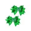 St. Patrick Baby Hairpin Hair Clips Bowknot Green Clover Ribbon Hair Bows JHSP14 (2 Pcs-E)