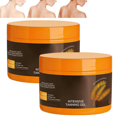 Luxury Intensive Tanning Gel, Natural Tanning Accelerator Lotion， Brown Tanning Gel, Natural Tanning Accelerator Cream Gel, for Sunbeds & Outdoor Sun (2pcs)