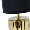 Simple Designs LT1132-GLD 11.61" Tall Contemporary Ruffled Metallic Gold Capsule Bedside Table Desk Lamp w Black Drum Fabric Shade for Home Decor, Bedroom, Living Room, Entryway, Office