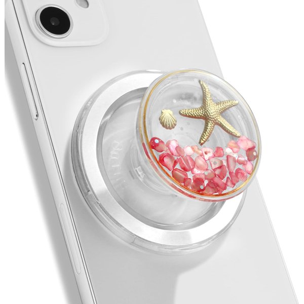 On The Grip Magnetic Ocean Style Expandable Collapsible Mobile Phone Grip Stand Holder for Smartphone Tablet Cell Phone Accessory (Pink)