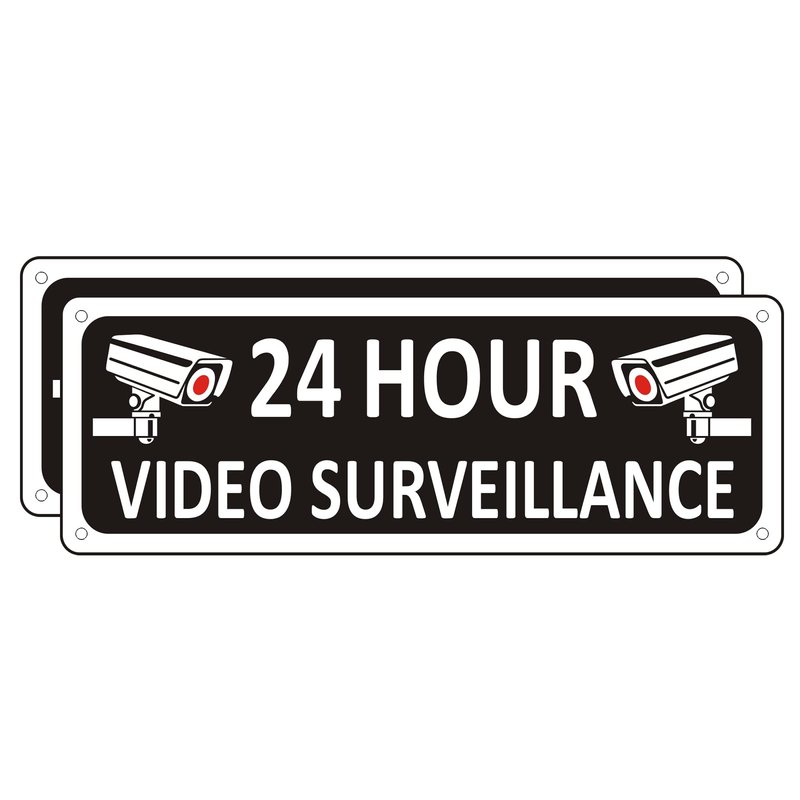 Security Camera Sign Metal, (2 Pack) Video Surveillance Signs for Home ...