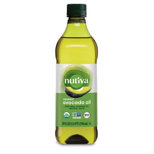 Nutiva Organic Steam-Refined Avocado Oil, 100% Pure, 24 Fl Oz, USDA Organic, Non GMO, Whole 30 Approved, Keto, Paleo, High-Heat Oil with Neutral Flavor and Aroma for Cooking & Frying