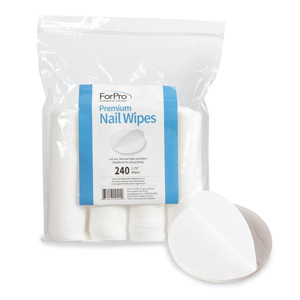 ForPro Professional Collection Premium Nail Wipes, Lint-Free Cotton Nail Wipes for Removing Nail Polish, 1.75", 240-Count