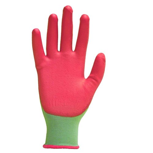 Digz Women's Stretch Knit Garden Gloves with Polyurethane Coating, Green/Pink, Small