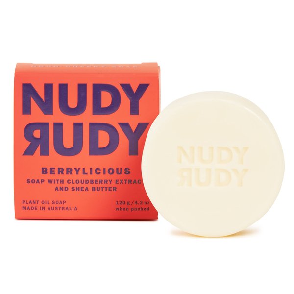 Nudy Rudy Natural Ingredient Bar Soap Organic Shea Butter Soap Bar | Moisturizing Body Soap Bar for Men & Women | No Harsh Ingredients | Berrylicious | Single Bar | 4.2 oz