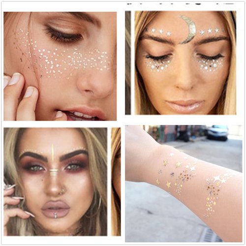 XHBTS Multi-Row Gold Coins Belly Dance Wrap & Hip Scarf, Simple Classical Style -Black 128 Gold Coins Dance Skirt and Face Tattoo Sticker Metallic Temporary Transfer Tattoo