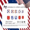 4th of July Press on Nails Extra Short with Red Blue Star Designs Square False Nails Glossy Reusable Artificial Nails Independence Day Fake Nails Full Cover for Women Girls Nail Supplies 24 Pcs