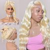 colowam 26 Inch 613 360 Lace Front Wig Human Hair Full Lace Blonde Wig Human Hair 200% Density Blonde Body Wave Lace Front Wigs Human Hair Pre Plucked Real Bleached Knots (360 Blonde Wig)