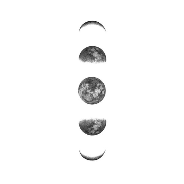 Set of 5 Waterproof Temporary Fake Tattoo Stickers Vintage Grey Moon Geometric Elegant (ST349)