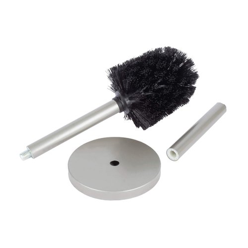 JS Jackson Supplies Sleek Toilet Brush and Holder with Metal Handle - Brushed Nickel