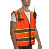 DPSAFETY 9 Pockets High visibility Class 2 Safety Vest，Hi Vis Vest with 2 inch wide Reflective Strips security vest with Zipper construction work vest for men &women Orange，2XL