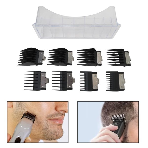 8 Upgraded Clipper Guards for BaBylissPRO Barberology FX870 FX890 FX825 and FX673 Clippers, for Babyliss Clipper Guards with Metal Clip - Cutting Lengths 1/16-3/4 inch Attachment Combs Set