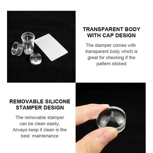 Jelly Silicone Nail Stamper for French Nails - Transparent Nail Stamper with Scraper, Nail Art Stamping Tool Set.
