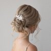 JONKY Wedding Flower Hair Comb Rhinestone Silver Hair Side Combs Crystal Wedding Hair Piece Floral Bridesmaid Hair Accessories for Women and Girls